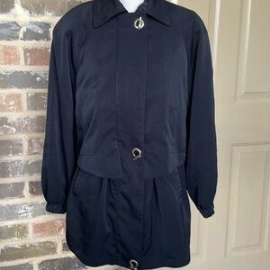 Fleet Street Adjustable Waist Coat Raincoat Waterproof Toggles Full Zip Sz Small